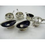 Pair of hallmarked Sterling silver condiment servers Sheffield 1818, another similar set of