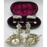 Hallmarked Sterling silver condiment serving set of two, Birmingham 1907, a pair of hallmarked