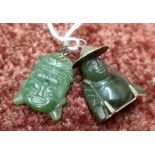 Two Chinese carved Jade Buddha pendants, H3cm