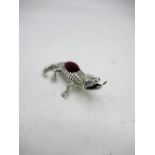 Silver pincushion in the form of a lizard stamped Sterling