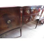 Dubois Regency style mahogany dining room suite comprising: serpentine sideboard W168cm D50cm H86cm,