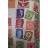 Facility stamp album containing Third Reich stamps, 1d red, Edw.VIII half d, 1d, 1 1/2d stamps and