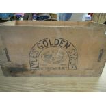 Lyle Golden Syrup wooden crate to hold 112 tins marked with symbol to side W66cm H33cm D32cm