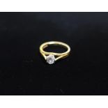 Hallmarked 18ct gold diamond solitaire ring stamped Birmingham, Size N gross 4g