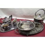 Mid C20th Viners silver plated Georgian style three piece tea set, early C20th silver plated