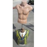 Composition shop window male torso, painted in striped Varsity blazer, H90cm, another male shop