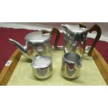 Picquot Ware tea pot, hot water jug, sugar bowl with matching tray