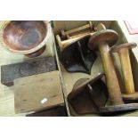 C19th Black Forest glove box, carved top with Ivy leaves and central roundel, early C20th poker work