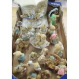 Collection of Cherished Teddies, two bronzed groups of Hares, vintage Rabbit soft toy and a Royal