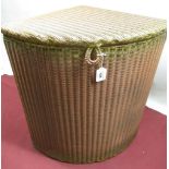 Lusty Lloyd Loom corner linen basket in pink gilt finish with ivorine label W35cm D35cm H54cm