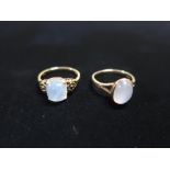 Hallmarked 9ct gold quartz ring Size M and another hallmarked ring (marks rubbed) Size M