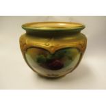 James Hadley Royal Worcester globular vase, painted with alternate panels of roses, date code for
