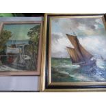 A.Bennett (Austrailian C20th): "Shark Boat Western Port Bay, Melbourne", oil on board, signed, dated