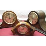Two 1930s oak cased Westminster chiming mantel clocks and a 1930s oak mantel time piece (3)