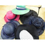 Vintage Edward Mann pink hemp ladies summer hat and five other ladies hats (6)