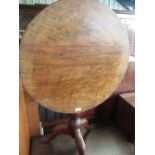 Geo. III mahogany tripod two table with circular tilt top on vase turned column and three outsplayed