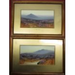 J. Mac Invor (James Mac Invor) pair of Gauache landscape views of Dartmoor W17.5cm x H9.25cm