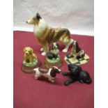 Coopercraft model of a collie H19cm, Beswick spaniel, Border Fine Arts spaniel and three other dog