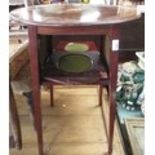 Unusual Edwardian inlaid and satinwood banded mahogany occasional table with circular top, square