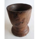 Lignum Vitae bell shaped mortar on stepped circular base D30cm H38cm