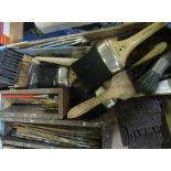 Collection of Hamilton's Namel-Var three inch and other decorators brushes, metal paint effect