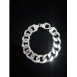 Sterling silver curb chain bracelet stamped 925 L22cm 3.37ozt
