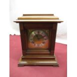 Ansonia Clock Co. New York, early C20th bleached mahogany cased caddy top mantle clock, brass dial