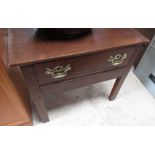 Oak single drawer side/lamp table, constructed from antique timber W68cm D48cm H58cm