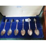 Cased six piece silver plated and bone handle fish knife and forks and a case set of six silver