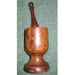 Turned wood pestle and morter H14cm
