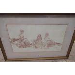 Sir William Russell Flint (1880 - 1969) "Teresa, Yolande and Anna Marie," sepia print, signed in