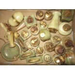 Collection of onyx including ash trays, model cannon, fruit, lighters etc (29)