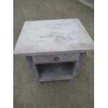 White lined finished lamp table with single drawer on square supports W.60cm D.50cm H.60cm