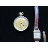 Ladies fob watch with bright cut back, a ladies cocktail watch with rolled gold bracelet strap and