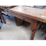 Pine rectangular kitchen table on turned supports 156cm 76cm 78cm