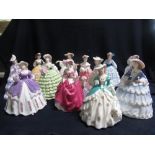 Royal Worcester The Fashionable Victorians figurines "Lady Emma" CW253, "Lady Alexandra" CW301, "