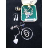 Collection of Sterling silver Jewellery including necklaces with pendants (3), pair of drop