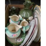 Graduated set of three Sadler jugs, a continental Art Nouveau comport, a pair of Italian pottery