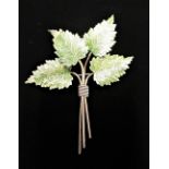 Charles Horner Sterling silver gilt posy leaf spray brooch, stamped Sterling CH, H7cm W5.5cm