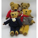 Collection of c. 1940s-50s British teddy bears including a Chad Valley bear in knitted school