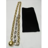 Chanel - Vintage gold plated and pewter ball and chain link belt, stamped Chanel 93 P Made in France