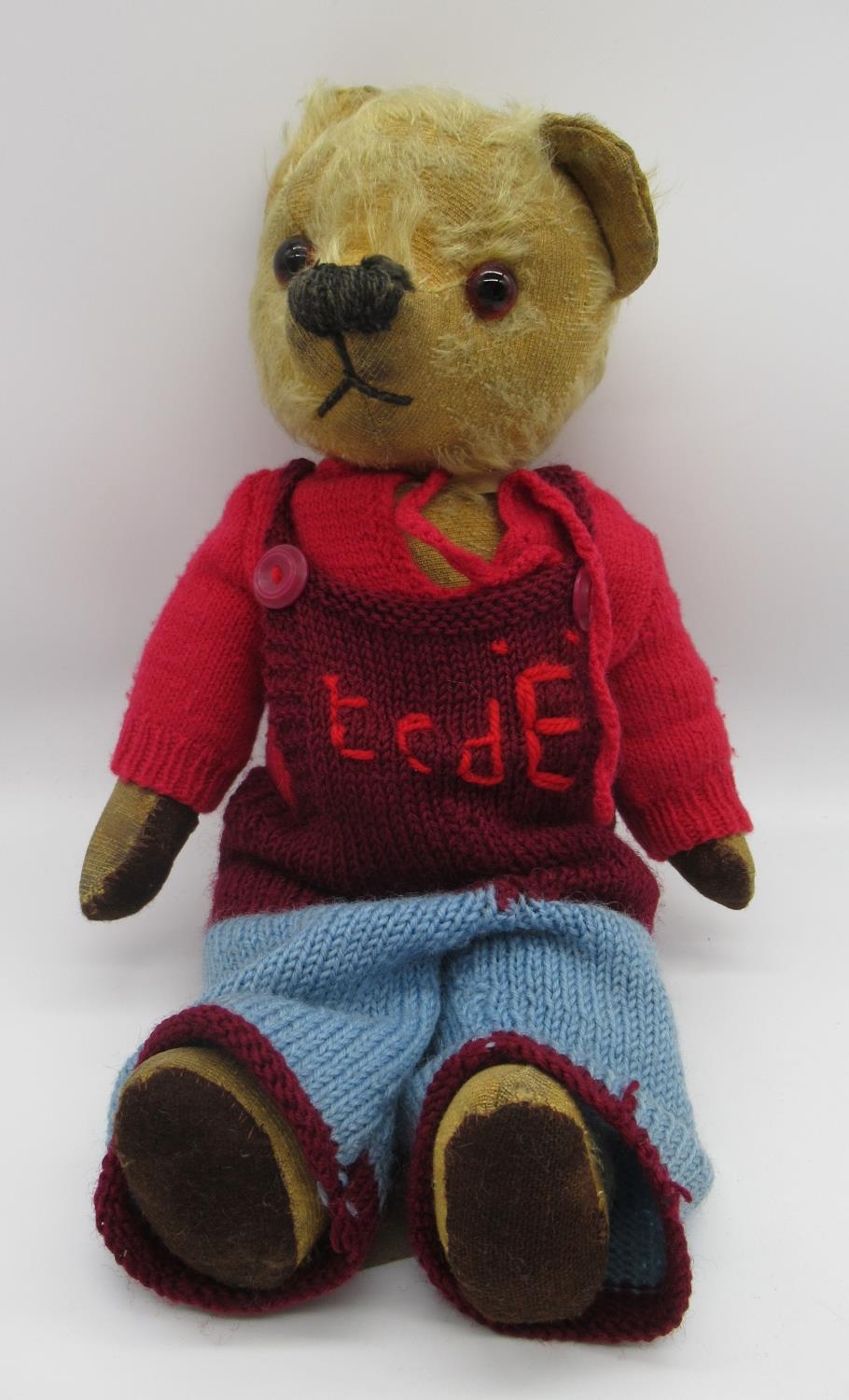 Collection of c. 1940/50's British teddy bears: Pedigree c. 1950's teddy bear with original pads, - Image 4 of 5