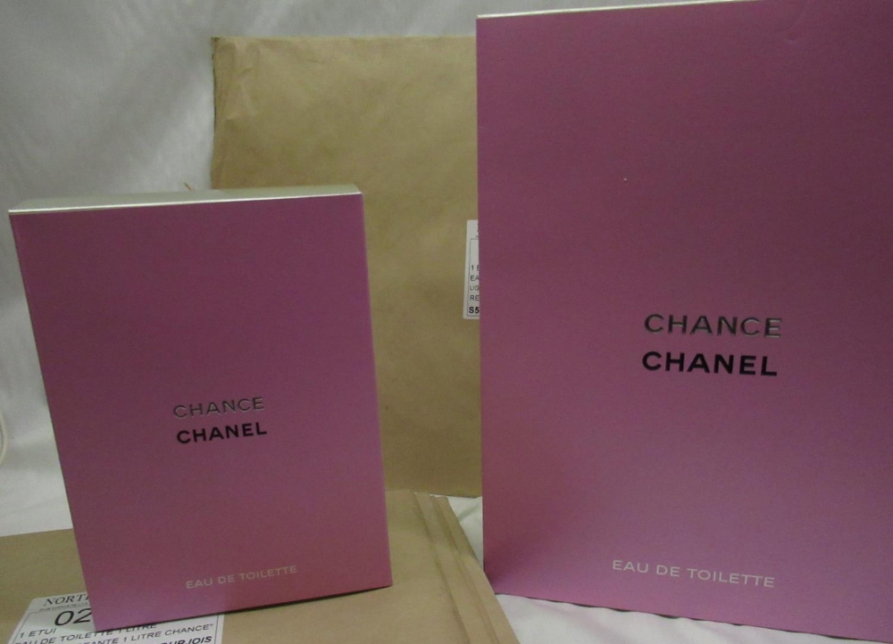 Chanel - unused folding window display boxes for Chance Eau du Toilette, 3L (1) and 1L (14)