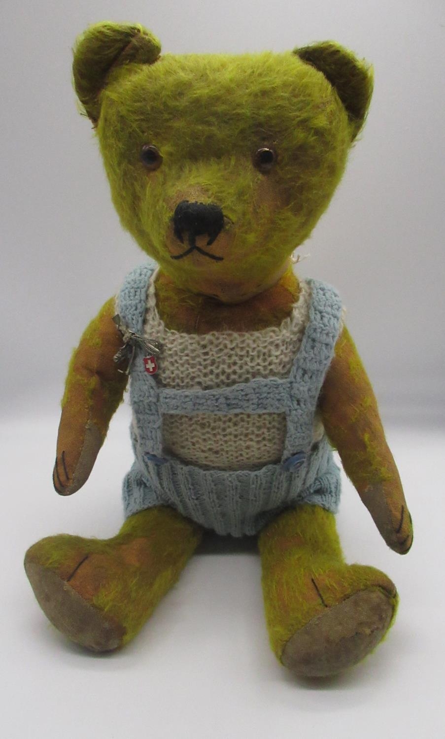 Circa 1920/30's French teddy bear in cinnamon mohair, with clear glass eyes, jointed arms and - Image 3 of 3