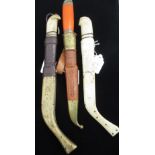 Three Scandinavian style sheath knives of various designs