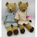 Pair of c. 1950's Pedigree Bobby bears with glass eyes, jointed arms and legs, felt pads and