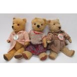 Collection of c. 1930/50's British teddy bears, including a Chiltern teddy bear in blonde mohair,