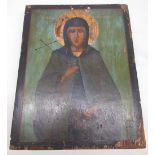 Religious Icon painted on soft wood of St. Matrona Agiamatrona, probably C17th, originally from