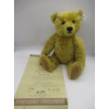 Steiff British Collectors 1908 replica teddy bear in blonde mohair with working growler mechanism,