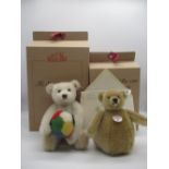 Steiff The Exhibition Bear in white mohair with toy ball, limited edition 802/1500, boxed with